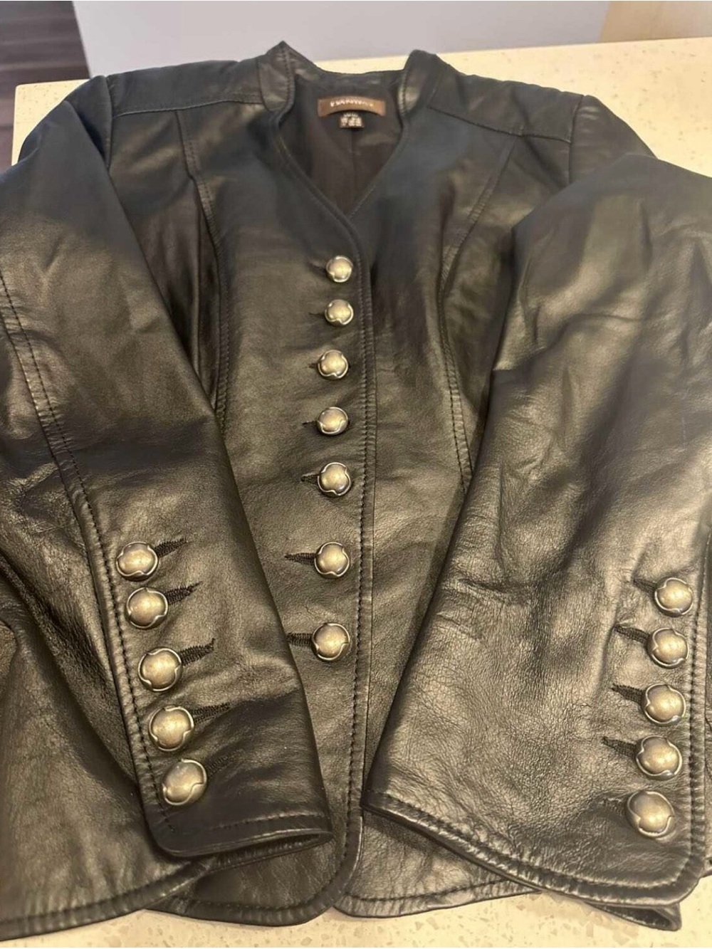 Danier Black Leather Button-Front Jacket